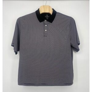 Palm Beach Golf Polo XL Navy Blue White Micro Stripe Performance Excellent